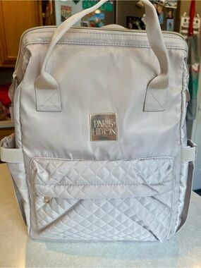 Paris Hilton Light Silver Quilted Front Backpack Tote